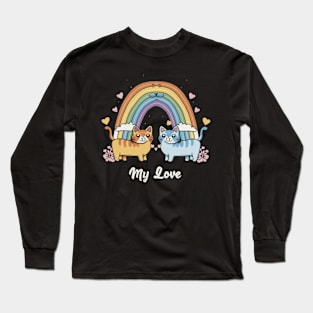 My Rainbow Cat is My Valentine Long Sleeve T-Shirt